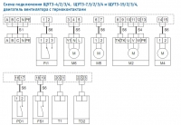 Схема подключения ЩУТ3-4/2/3/4,  ЩУТ3-7,5/2/3/4 и ЩУТ3-15/2/3/4,  двигатель вентилятора с термоконтактами