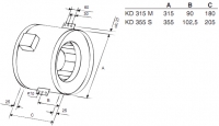 Габаритные размеры. Вентилятор KD 315 M, KD 355 S