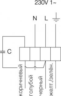 Схема подключения. Вентилятор KVO 100, KVO 125, KVO 160, KVO 200, KVO 250, KVO 315