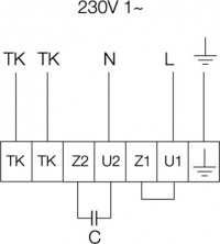 Схема подключения. Вентилятор KE 50-25-4, KE 50-30-4, KE 50-30-6, KE 60-30-4, KE 60-30-6, KE 60-35-6