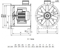 Габаритные размеры. Вентилятор AXC 1250