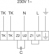 Схема подключения. Вентилятор DVS 400E6, DVS 450E6, DVS 500E6