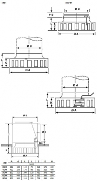 Габаритные размеры диффузоров IKD-D