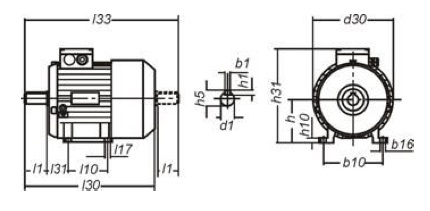 Габаритные размеры. Общепромышленные электродвигатели серии АДМ IM 1081, IM 1082