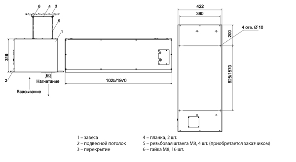 Крепление завес КЭВ-П305Е, КЭВ-П315Е, КЭВ-П306Е