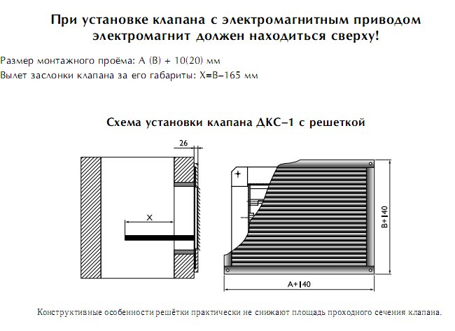 Схема установки клапана ДКС-1 с решёткой