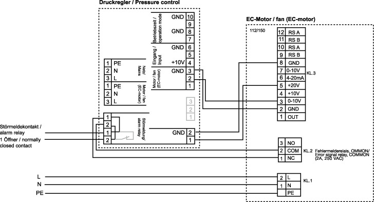 Схема подключения. Вентилятор DVC 450-PK