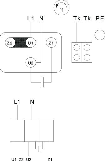 Схема подключения. Вентилятор DVN 355E4, DVN 400E4