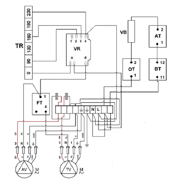 Схемы подключения. Вентагригат VX 250 TVP