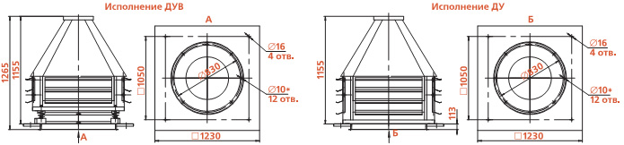 Габаритные размеры вентилятора КРОС-8-ДУ