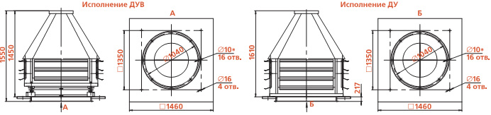 Габаритные размеры вентилятора КРОС-10-ДУ