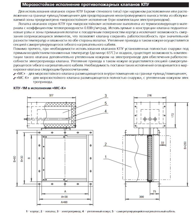 Морозостойкое исполнение противопажарных клапанов КПУ