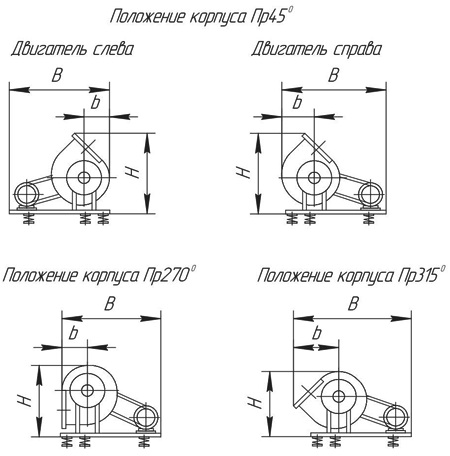 Положение корпуса Пр45 гр . Вентиляторы ВР 120-45 (ВР 6-45)
